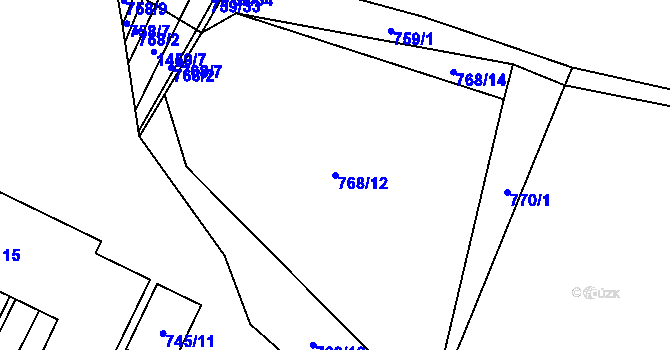 Parcela st. 768/12 v KÚ Vrutice, Katastrální mapa