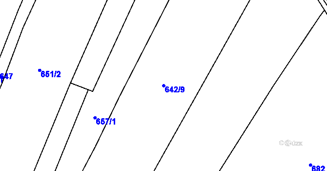 Parcela st. 642/9 v KÚ Vrutice, Katastrální mapa