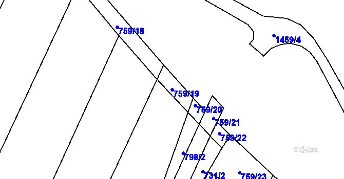 Parcela st. 759/19 v KÚ Vrutice, Katastrální mapa
