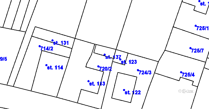 Parcela st. 137 v KÚ Vrutice, Katastrální mapa