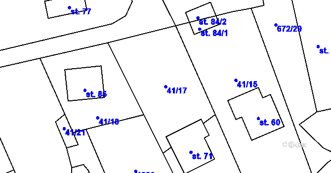 Parcela st. 41/17 v KÚ Vřesce, Katastrální mapa
