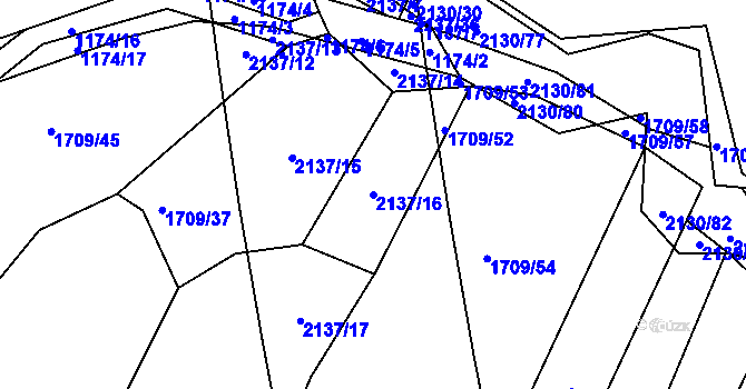 Parcela st. 2137/16 v KÚ Vřesina u Bílovce, Katastrální mapa