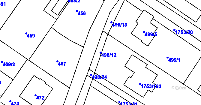 Parcela st. 498/12 v KÚ Vřesina u Bílovce, Katastrální mapa