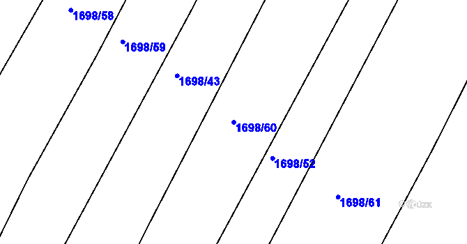 Parcela st. 1698/60 v KÚ Vřesina u Bílovce, Katastrální mapa