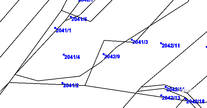Parcela st. 2042/9 v KÚ Vřesina u Bílovce, Katastrální mapa