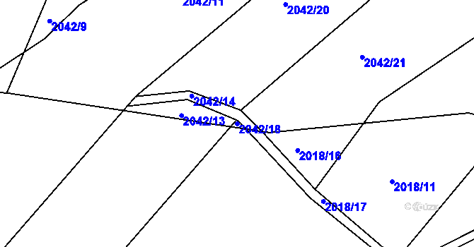 Parcela st. 2042/18 v KÚ Vřesina u Bílovce, Katastrální mapa