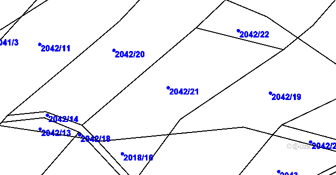 Parcela st. 2042/21 v KÚ Vřesina u Bílovce, Katastrální mapa
