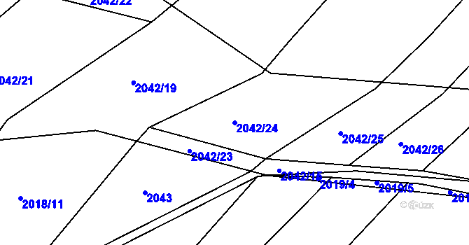 Parcela st. 2042/24 v KÚ Vřesina u Bílovce, Katastrální mapa