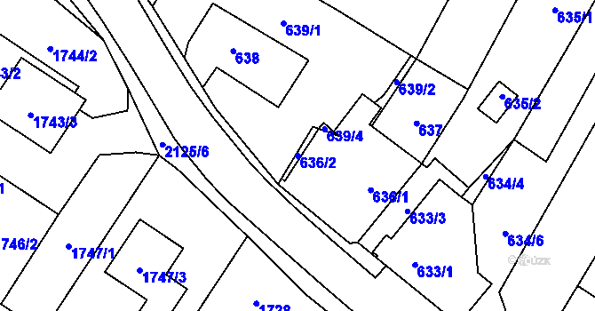 Parcela st. 636/2 v KÚ Vřesina u Bílovce, Katastrální mapa