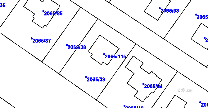 Parcela st. 2065/115 v KÚ Vřesina u Bílovce, Katastrální mapa