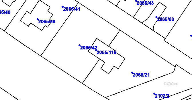 Parcela st. 2065/118 v KÚ Vřesina u Bílovce, Katastrální mapa