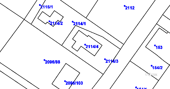 Parcela st. 2114/4 v KÚ Vřesina u Bílovce, Katastrální mapa