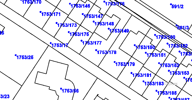 Parcela st. 1753/178 v KÚ Vřesina u Bílovce, Katastrální mapa