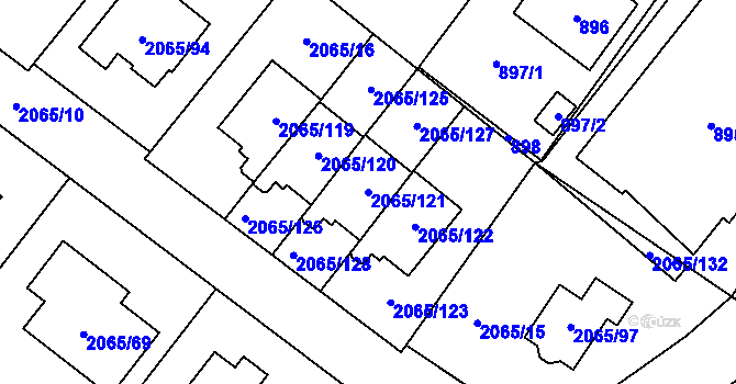 Parcela st. 2065/121 v KÚ Vřesina u Bílovce, Katastrální mapa
