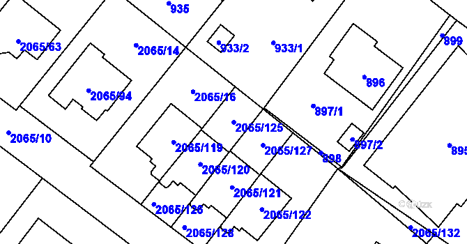 Parcela st. 2065/125 v KÚ Vřesina u Bílovce, Katastrální mapa