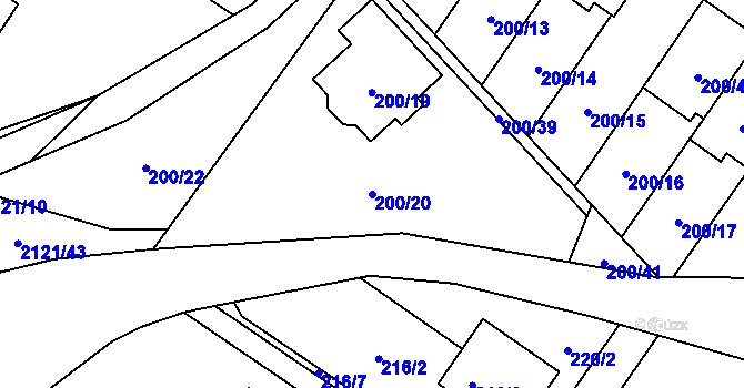 Parcela st. 200/20 v KÚ Vřesina u Bílovce, Katastrální mapa
