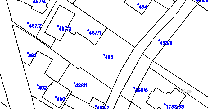 Parcela st. 486 v KÚ Vřesina u Bílovce, Katastrální mapa
