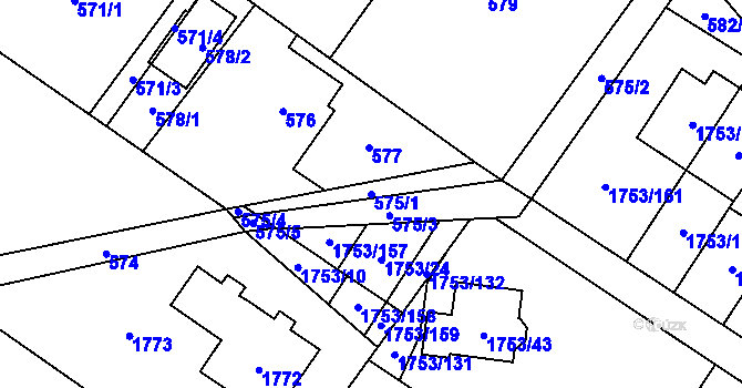 Parcela st. 575/1 v KÚ Vřesina u Bílovce, Katastrální mapa