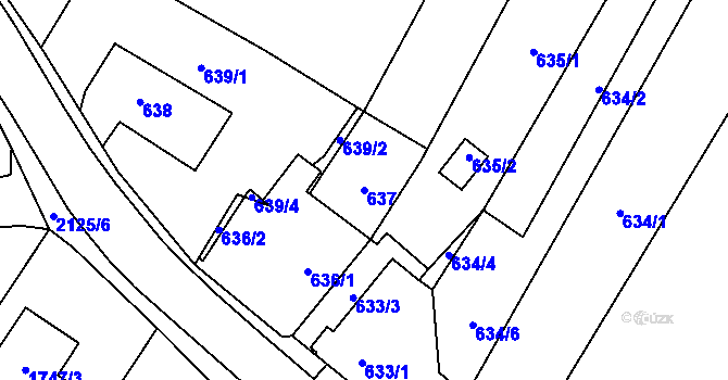 Parcela st. 637 v KÚ Vřesina u Bílovce, Katastrální mapa