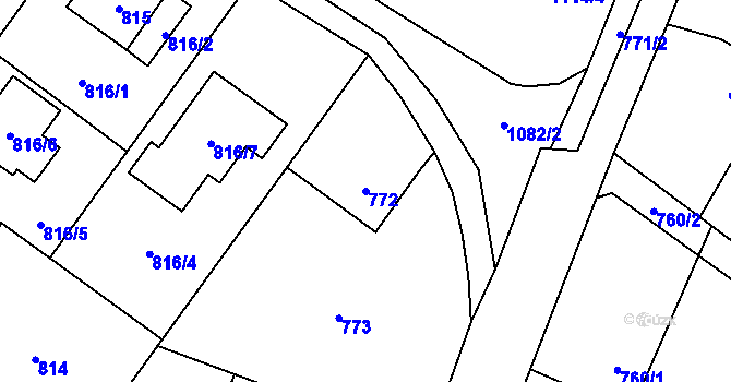 Parcela st. 772 v KÚ Vřesina u Bílovce, Katastrální mapa