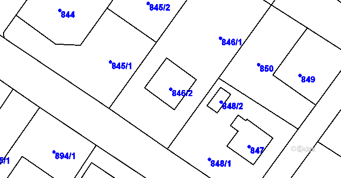 Parcela st. 846/2 v KÚ Vřesina u Bílovce, Katastrální mapa
