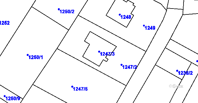 Parcela st. 1247/3 v KÚ Vřesina u Bílovce, Katastrální mapa