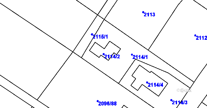 Parcela st. 2114/2 v KÚ Vřesina u Bílovce, Katastrální mapa