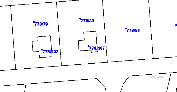 Parcela st. 778/187 v KÚ Vřesina u Opavy, Katastrální mapa