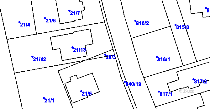 Parcela st. 20/3 v KÚ Vřesina u Opavy, Katastrální mapa