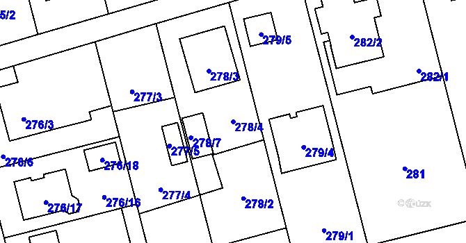 Parcela st. 278/4 v KÚ Vřesina u Opavy, Katastrální mapa