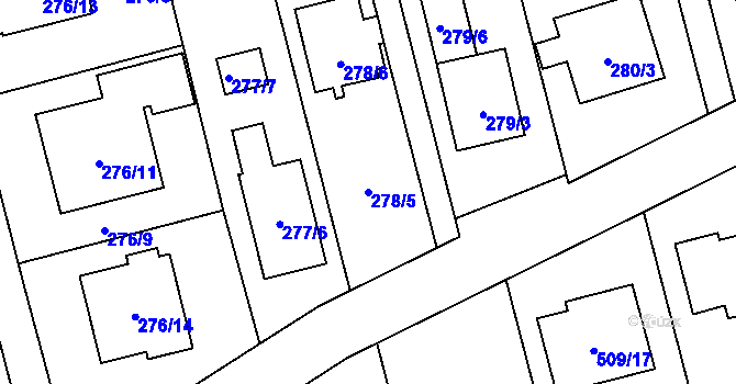 Parcela st. 278/5 v KÚ Vřesina u Opavy, Katastrální mapa