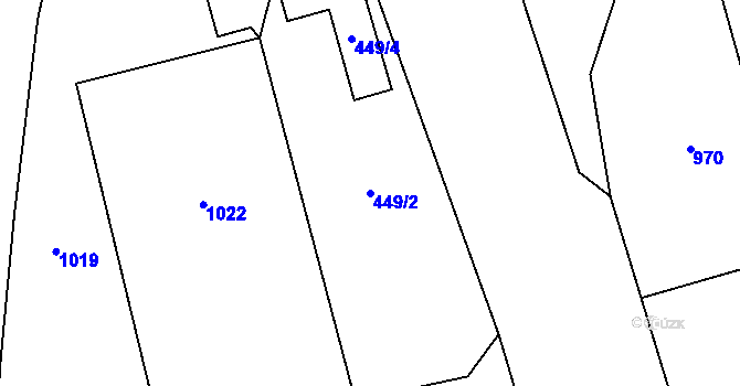 Parcela st. 449/2 v KÚ Vřesina u Opavy, Katastrální mapa