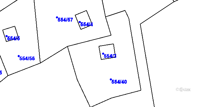 Parcela st. 554/3 v KÚ Křemenitá, Katastrální mapa