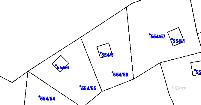 Parcela st. 554/5 v KÚ Křemenitá, Katastrální mapa