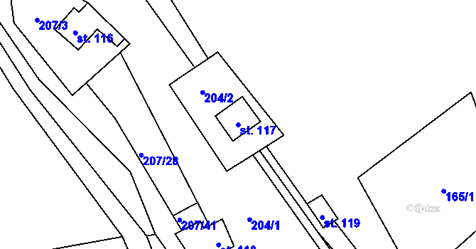 Parcela st. 117 v KÚ Tatrovice, Katastrální mapa