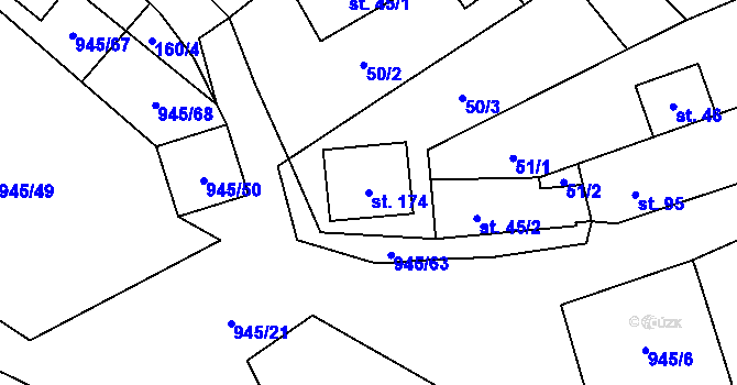 Parcela st. 174 v KÚ Tatrovice, Katastrální mapa