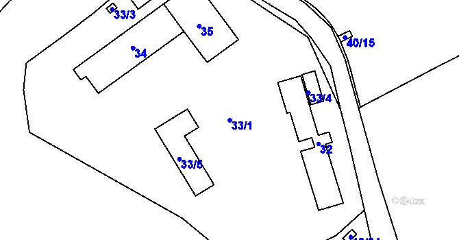 Parcela st. 33/1 v KÚ Vřesová, Katastrální mapa