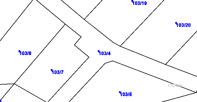 Parcela st. 103/4 v KÚ Vřesová, Katastrální mapa