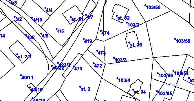 Parcela st. 473 v KÚ Spomyšl u Vřesové, Katastrální mapa