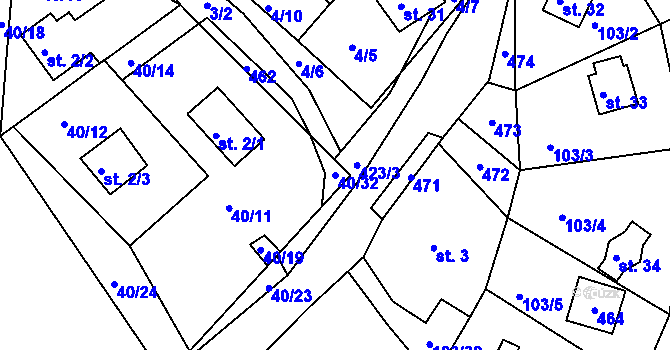 Parcela st. 40/32 v KÚ Spomyšl u Vřesové, Katastrální mapa