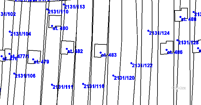 Parcela st. 483 v KÚ Vřesovice, Katastrální mapa