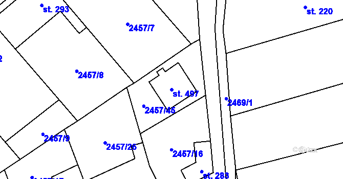 Parcela st. 497 v KÚ Vřesovice, Katastrální mapa
