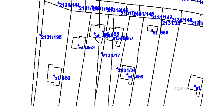 Parcela st. 2131/17 v KÚ Vřesovice, Katastrální mapa