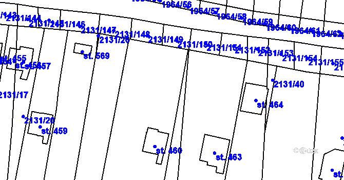 Parcela st. 2131/32 v KÚ Vřesovice, Katastrální mapa