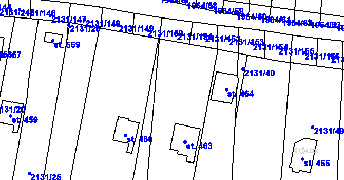 Parcela st. 2131/34 v KÚ Vřesovice, Katastrální mapa