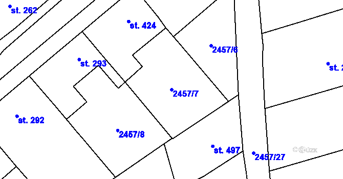 Parcela st. 2457/7 v KÚ Vřesovice, Katastrální mapa