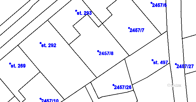 Parcela st. 2457/8 v KÚ Vřesovice, Katastrální mapa