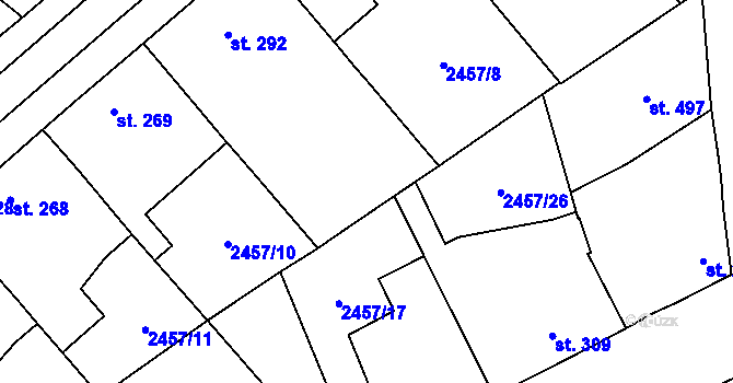 Parcela st. 2457/9 v KÚ Vřesovice, Katastrální mapa