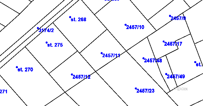Parcela st. 2457/11 v KÚ Vřesovice, Katastrální mapa