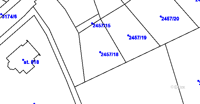 Parcela st. 2457/18 v KÚ Vřesovice, Katastrální mapa